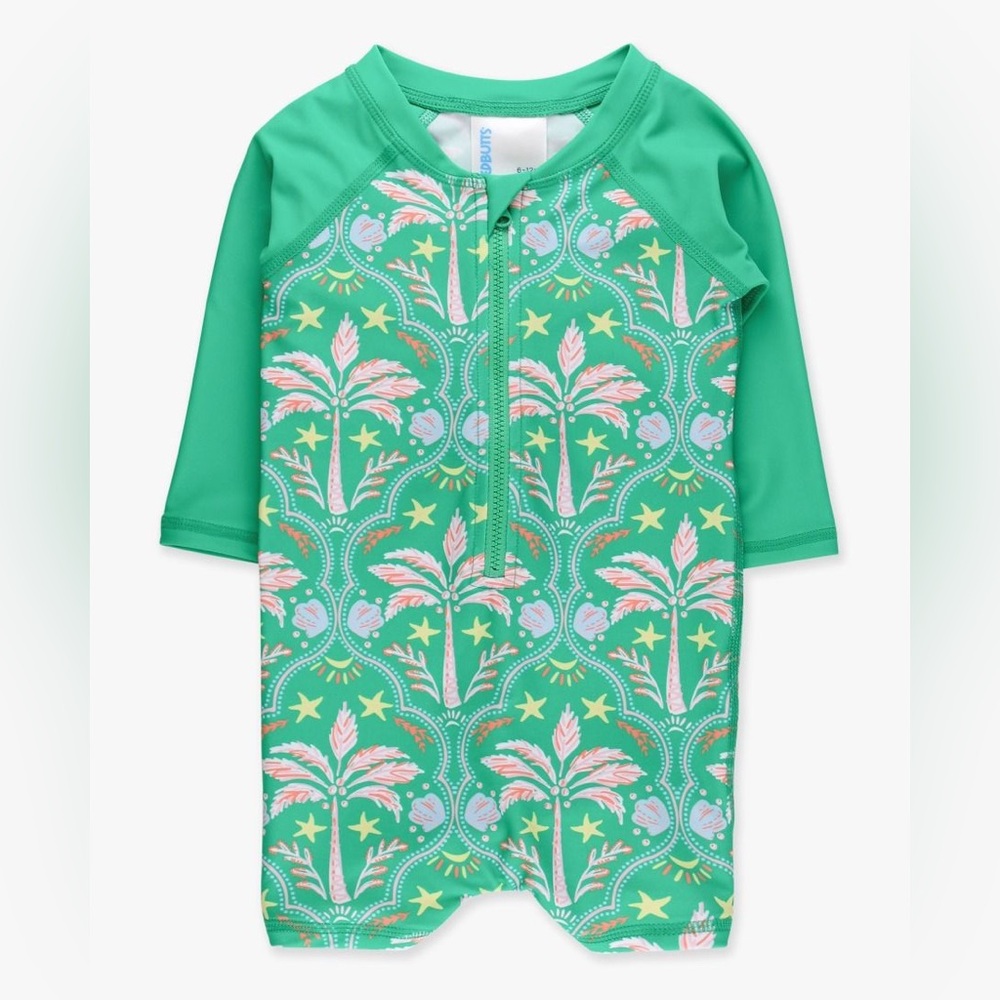 2T NWT RuggedButts Coconut Cabana Boys Long Sleeve One Piece Rash Guard Swimsuit
